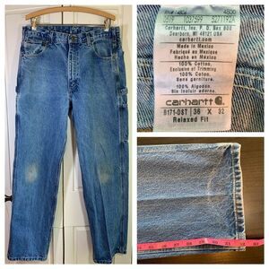 Carhartt  Relaxed‎ Fit Jeans 36x32 Men's Work Blue Pockets Cotton Denim READ
